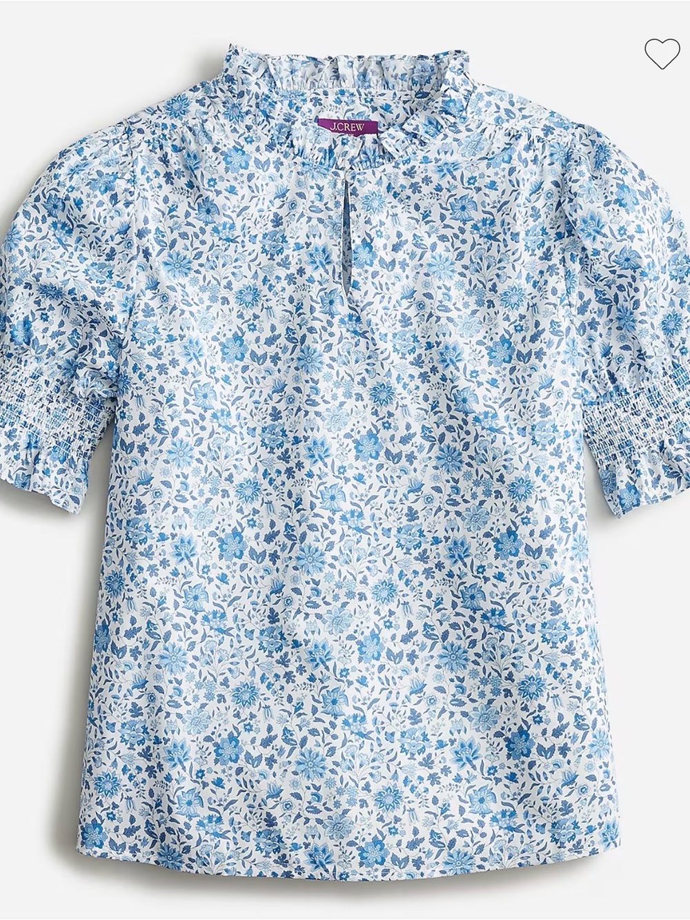 J. Crew Ruffleneck Keyhole Top in Liberty Grace Emily Bell fabric Cotton Medium - Picture 1 of 16